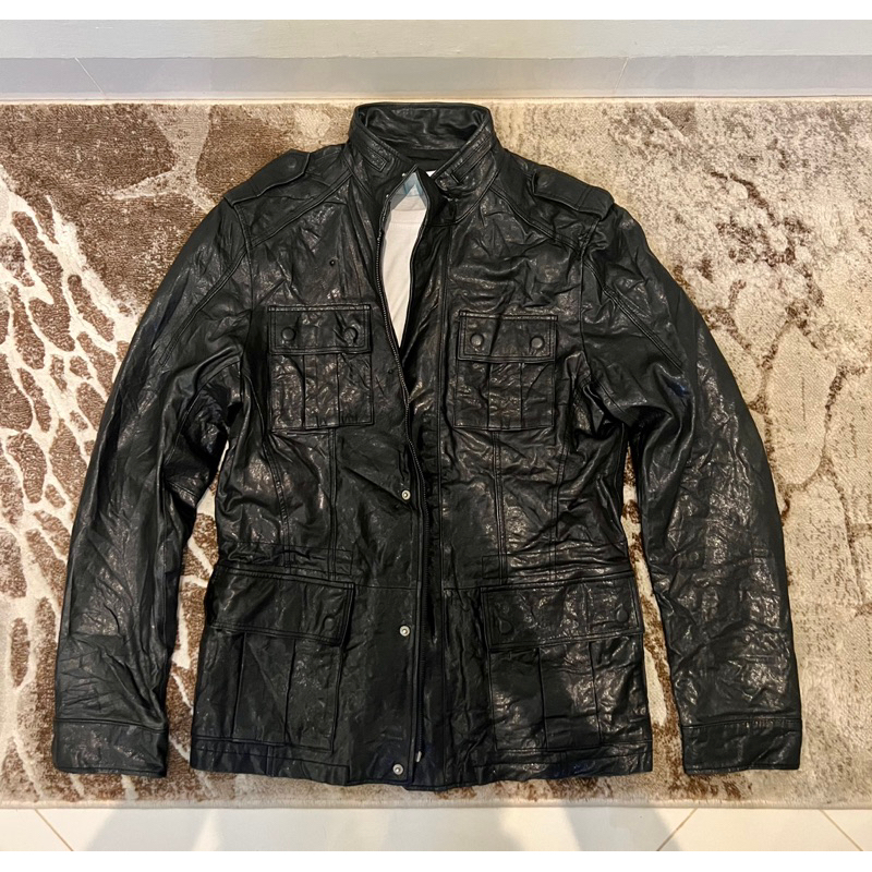 leather Jacket Jaket Kulit Model Trucker Parka Gagah Second Preloved