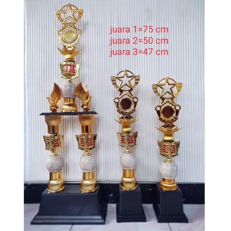PIALA SET MARMER PLASTIK KAKI DUA,DUPLIKAT PIALA(ISI 3 PCS FREE DESAIN