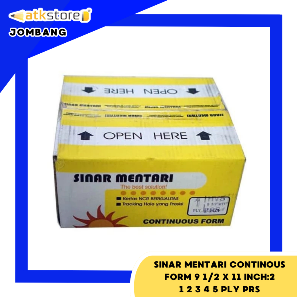 

SINAR MENTARI CONTINOUS FORM 9 1/2 X 11 INCH : 2 1 2 3 4 5 6 PLY PRS - GARIS BAGI DITENGAH