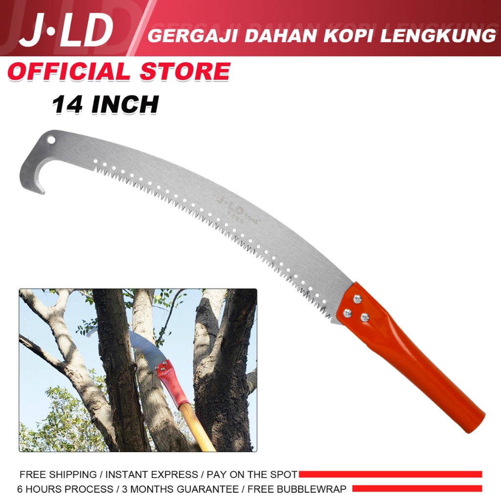JLD Gergaji Dahan Kopi Lengkung 14" Gagang Pipa Besi Pruning Saw