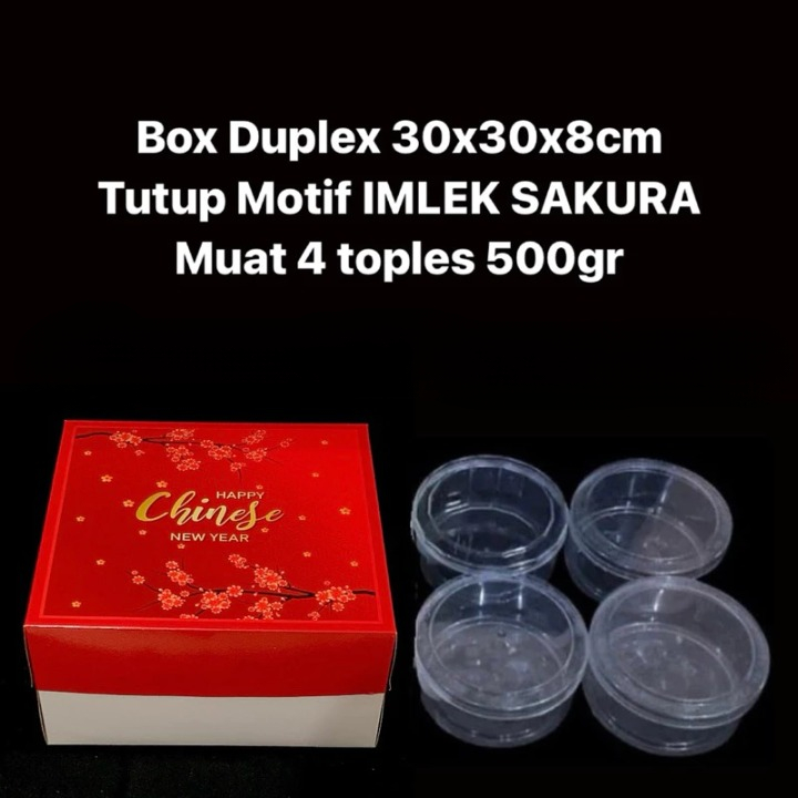 

1 Pack Isi 2 Pcs Box Duplex Kotak Hampers Kue Lapis Imlek Motif Sakura Ukuran 30x30x8cm