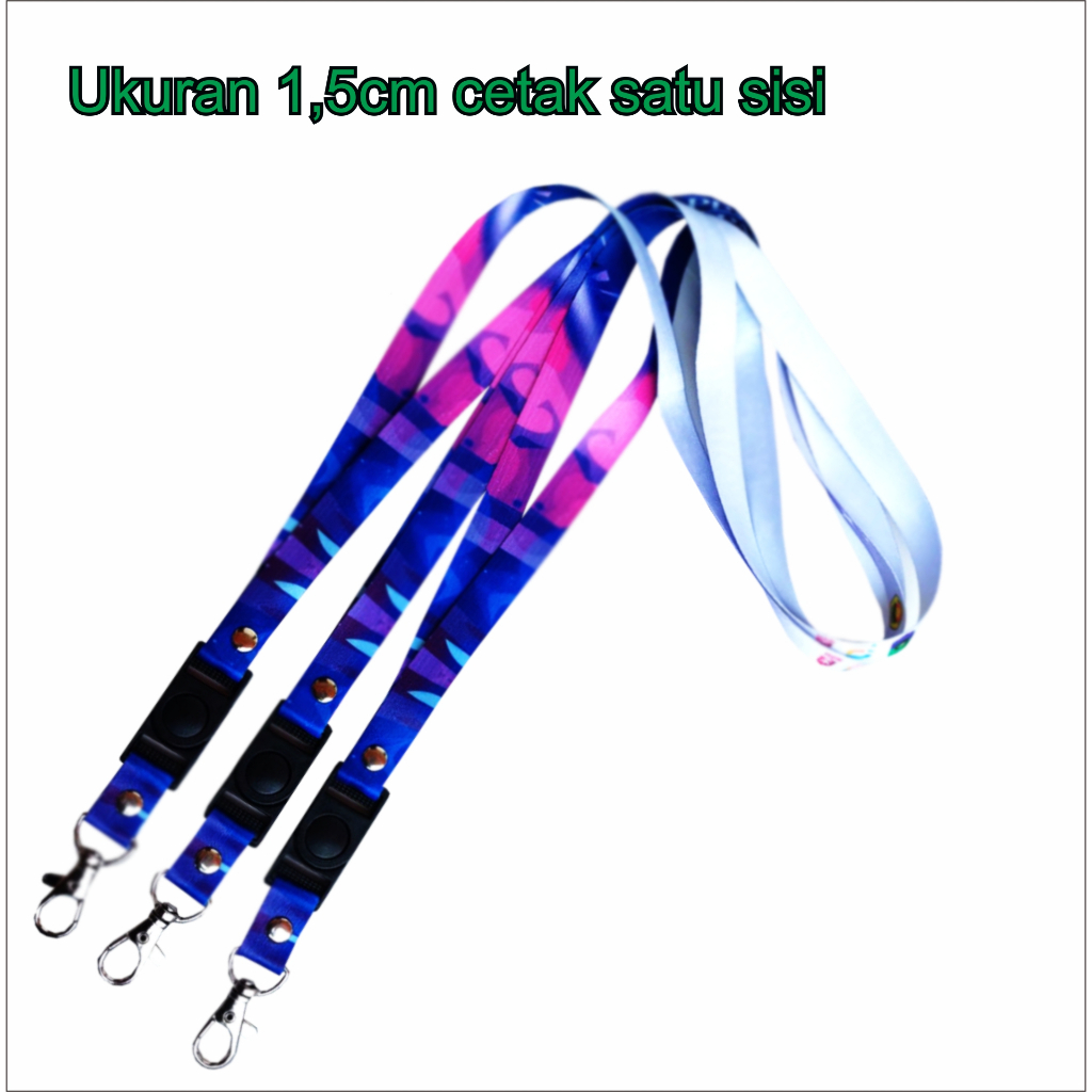 

cetak lanyard ukuran 1,5cm print satu sisi / tali idcard print 1,5cm / pita printing full color / kalung id card nametag id min order 10pcs