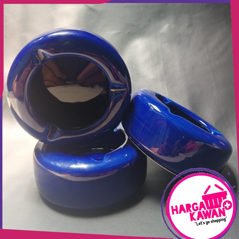 Asbak Rokok Biru Bahan Keramik Tebal