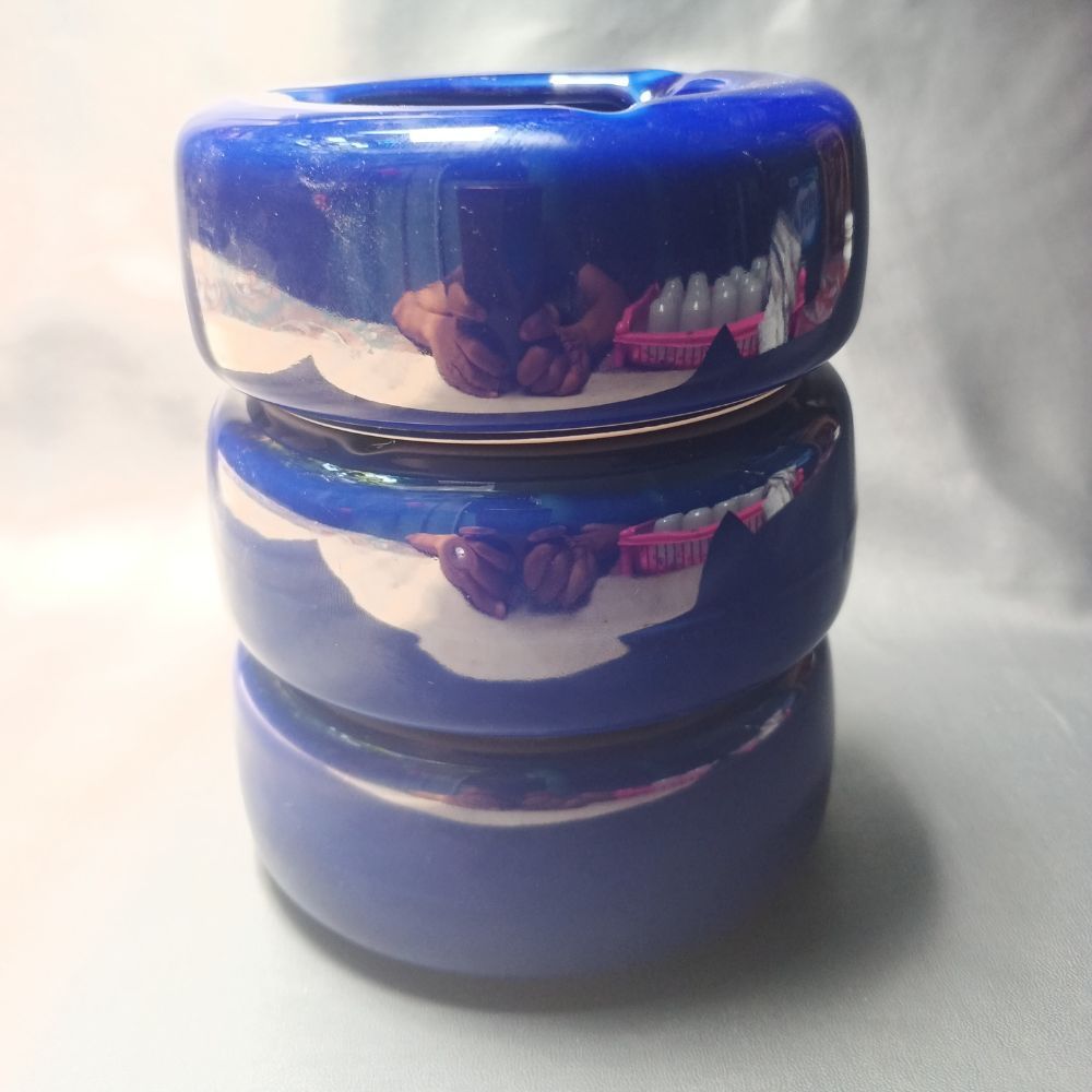 Asbak Rokok Biru Bahan Keramik Tebal