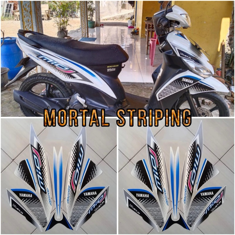 STIKER STRIPING MOTOR MIO J SPORTY 2013 2014 PUTIH BIRU