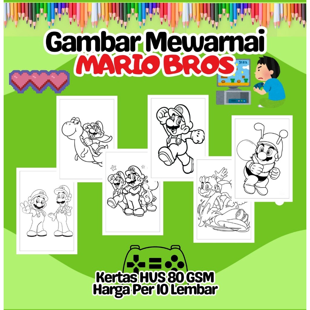 

Kertas Gambar Mewarnai SUPER MARIO BROS Murah - Anak Anak TK SD PAUD Remaja - Kertas HVS A4 A5 80 GSM - Bukan Buku Gambar Hanya Sketsa Per Lembar