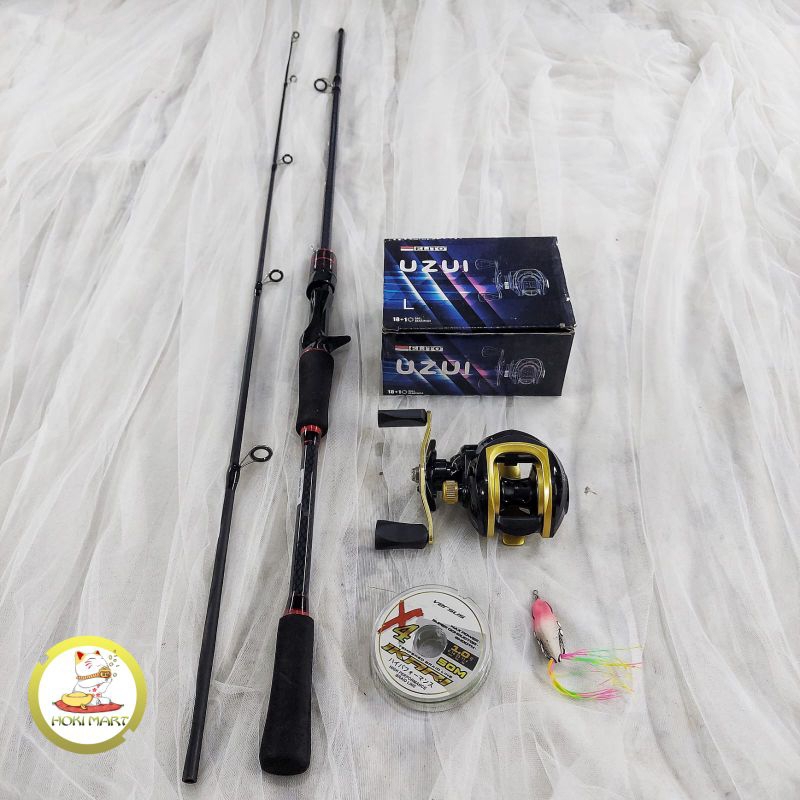 Joran set bait casting  + reel BC FREE SF/PE / joran set bc murah