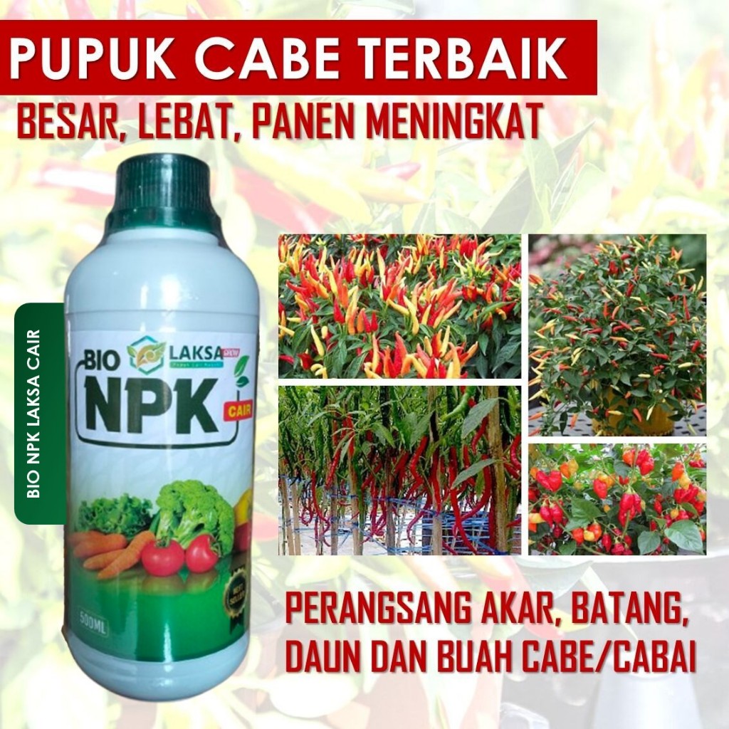 NPK LAKSA GROW 500 ML - Pupuk Pelebat Untuk Cabe, Pupuk Pelebat Buah Cabe Kuat dan Sehat, Pupuk Kals