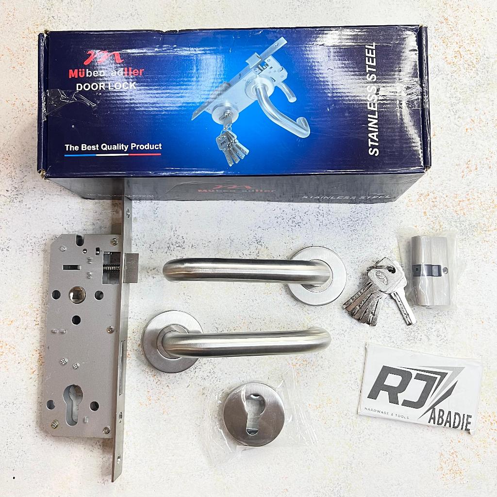 Handle Gagang Kunci Pintu Rumah Pisah Rosed Rollset Stainless Set MULLER 8002