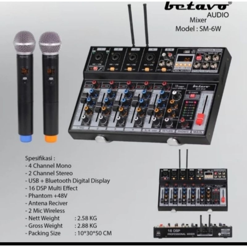 MIXER BETAVO SM-6W PROFESSIONAL MIXER AND WIRELESS MIC