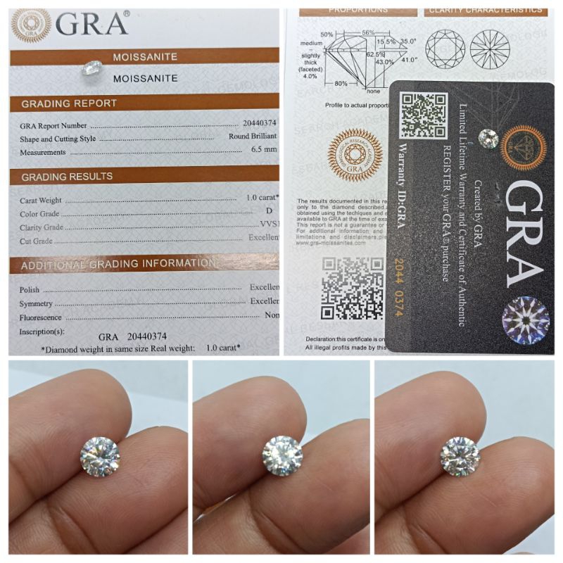 Top Diamond Moissanite 1 ct color D memo/serti GRA