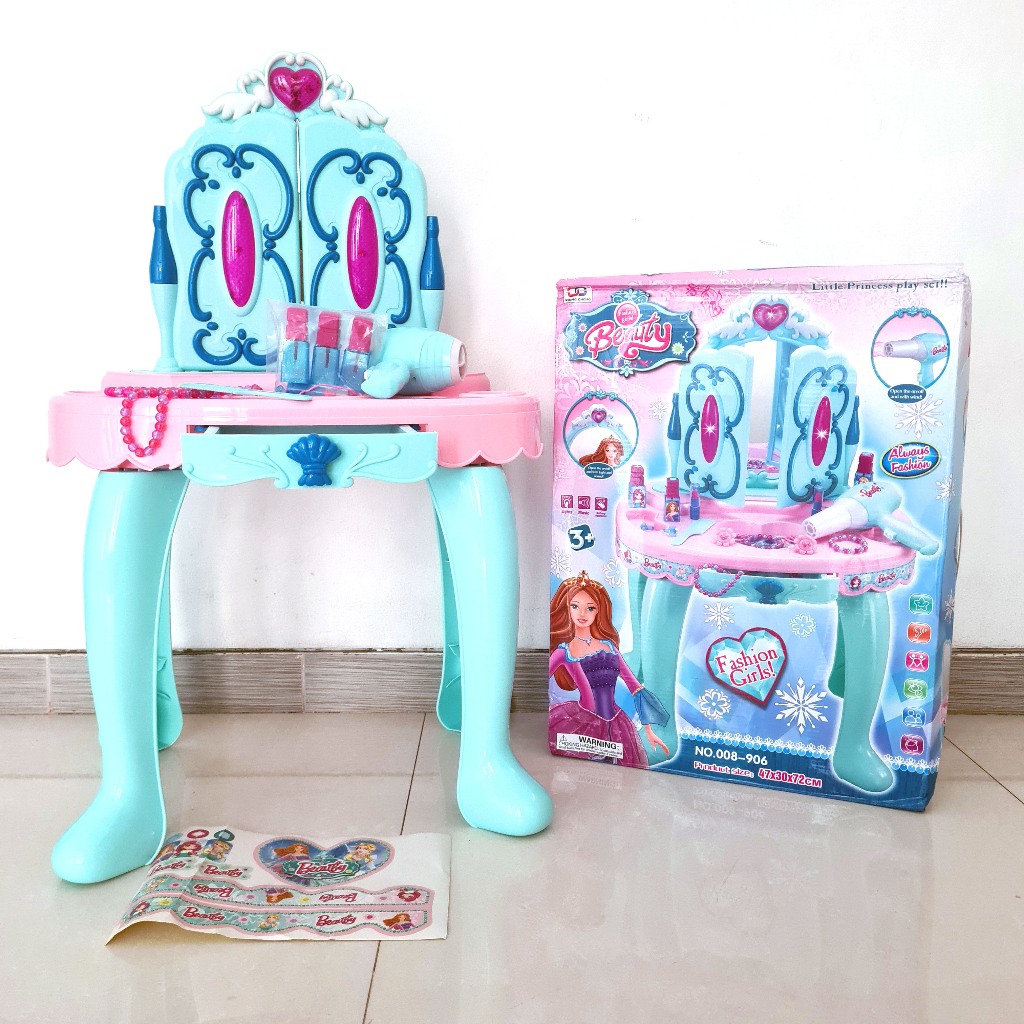 Preloved Beauty Mainan Belajar Edukasi Pretend Play Anak Perempuan Alat Meja Cermin Rias Make Up Kos