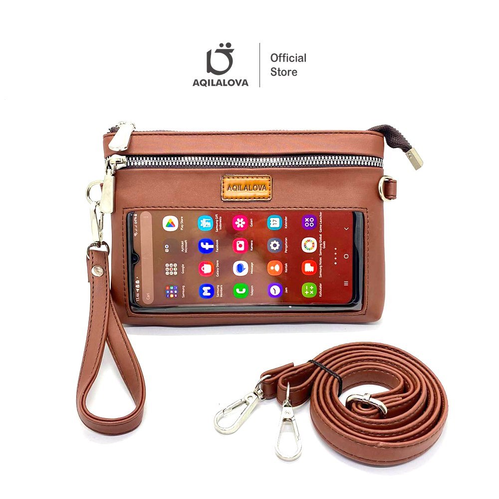 AQILALOVA  Medina Tas Dompet Uang & HP Wanita 2in1 Touch Screen