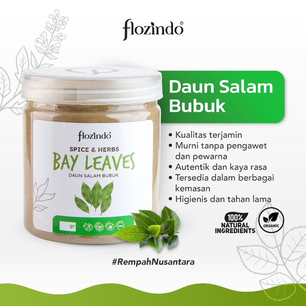 

Flozindo Bay Leaves Powder / Daun Salam Bubuk Kwalitas Super