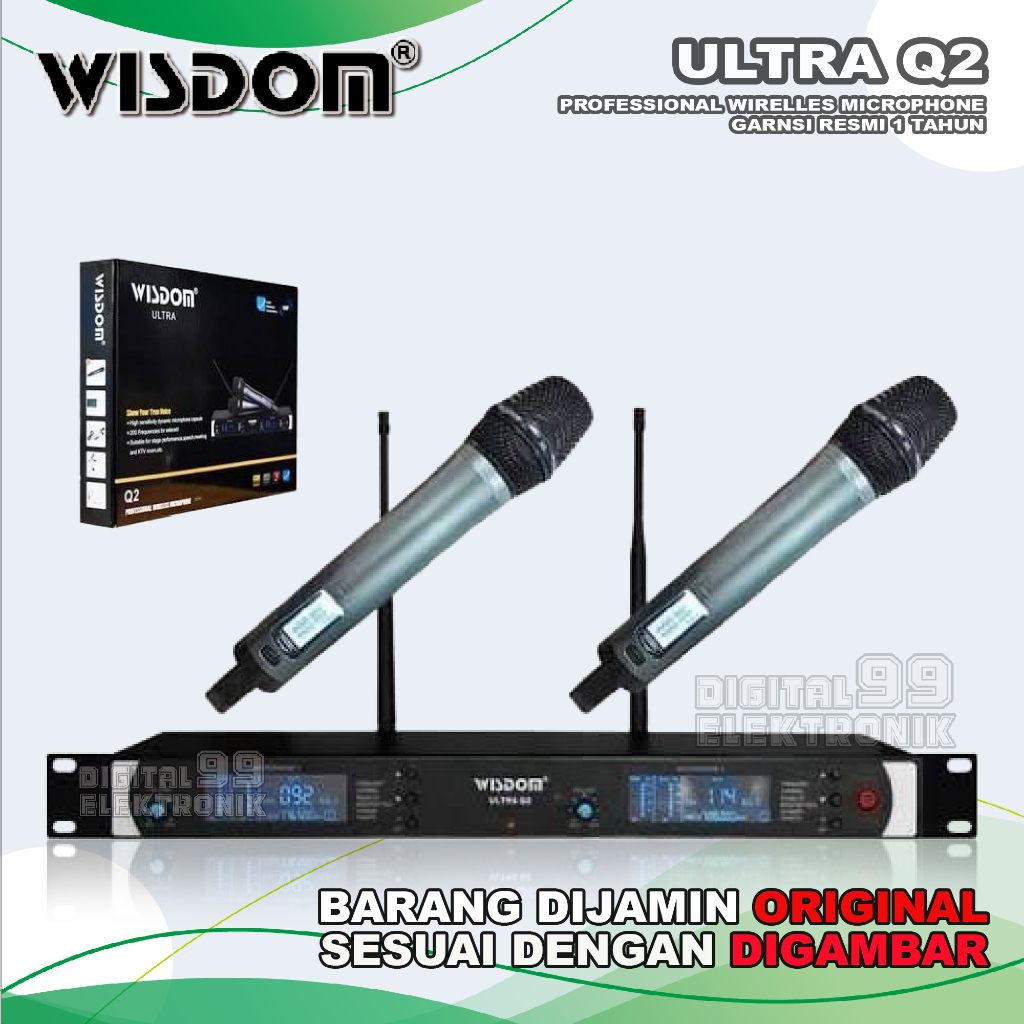 Mic Wireless WISDOM Q2 | Q-2 | Q 2 Dual 2 Handle Original