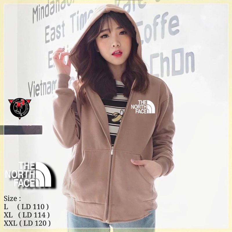 JAKET FLECEE TEBAL WANITA / HODDIE ZIPPER CEWEK TNF / HODDIE RESLETING L XL XXL