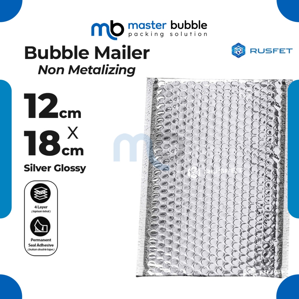 

Amplop Envelope Bubble Mailer Silver 12 x 18 cm / Security Bag Mailer Rusfet Harga Ecer Satuan