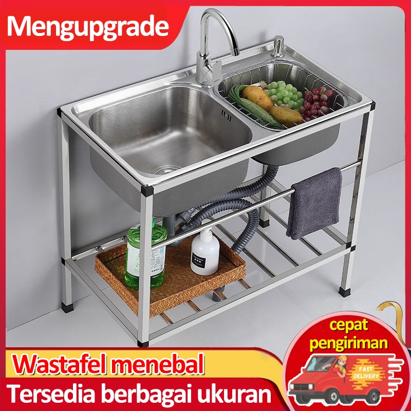 Wastafel Portable Bak Cuci Piring Portable Tempat Cuci Piring Panjang Paket Lengkap Kitchen Sink Sta