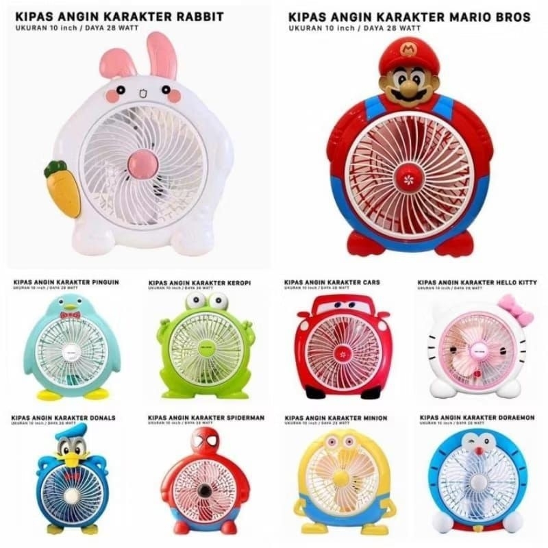 Kipas Angin Karakter 10 inch WELHOME , Kipas Angin Listrik karakter WELHOME 10 inch murah
