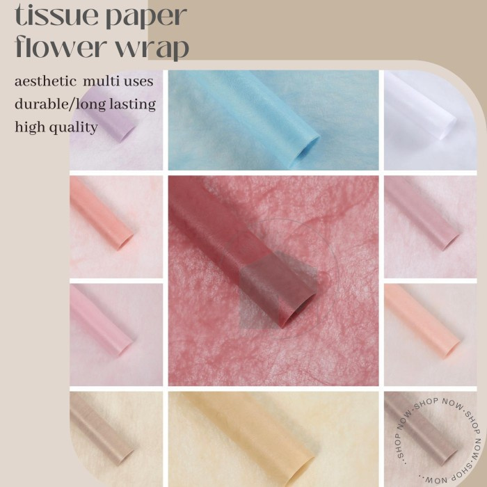 

20 lembar cellophane flower wrap tissue color bahan buket tisu wrapping paper korea bouquet bungkus kado