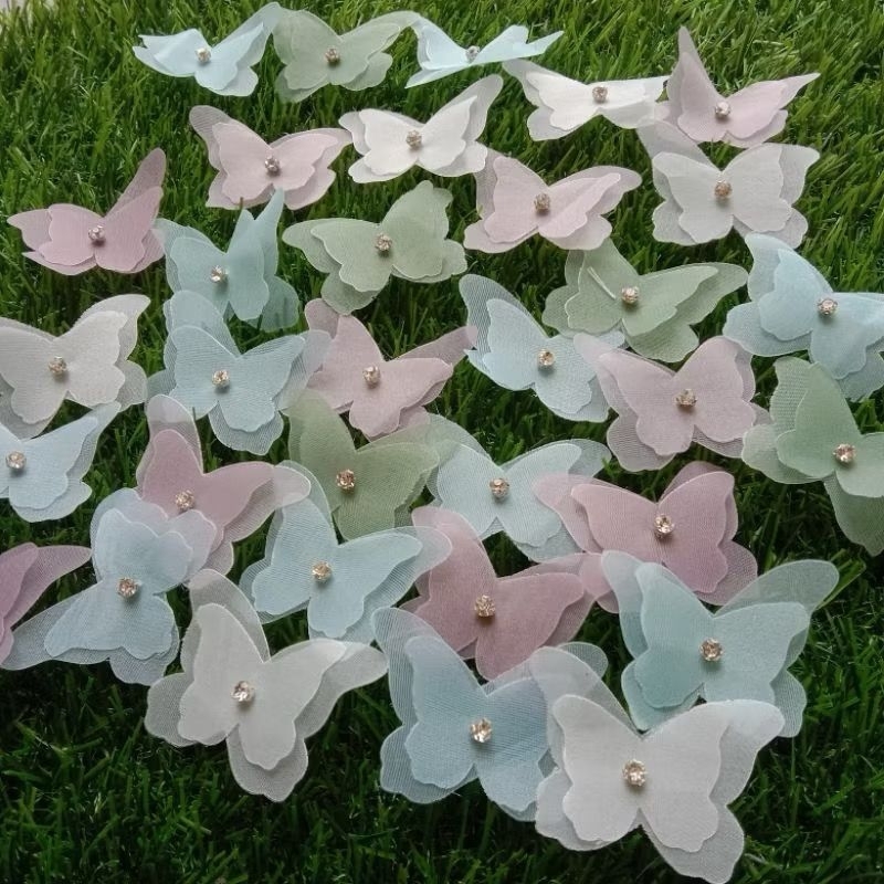 Aplikasi bunga kupu-kupu organza/aksesoris baju