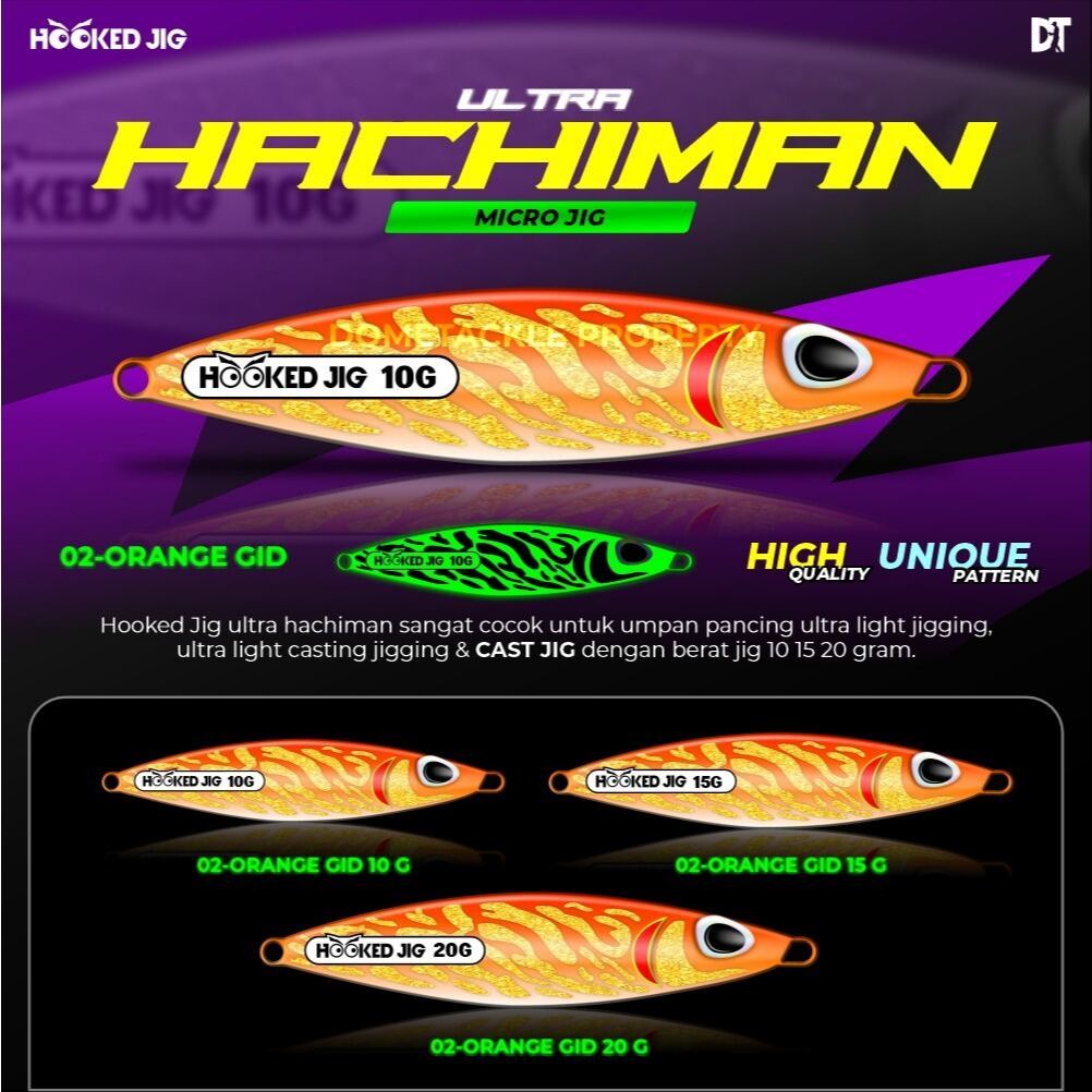 Micro Jig Metal Jig GID Ultra Hachiman Premium By Hooked Jig 10 15 20 30 40 60 Gram Glow in The Dark
