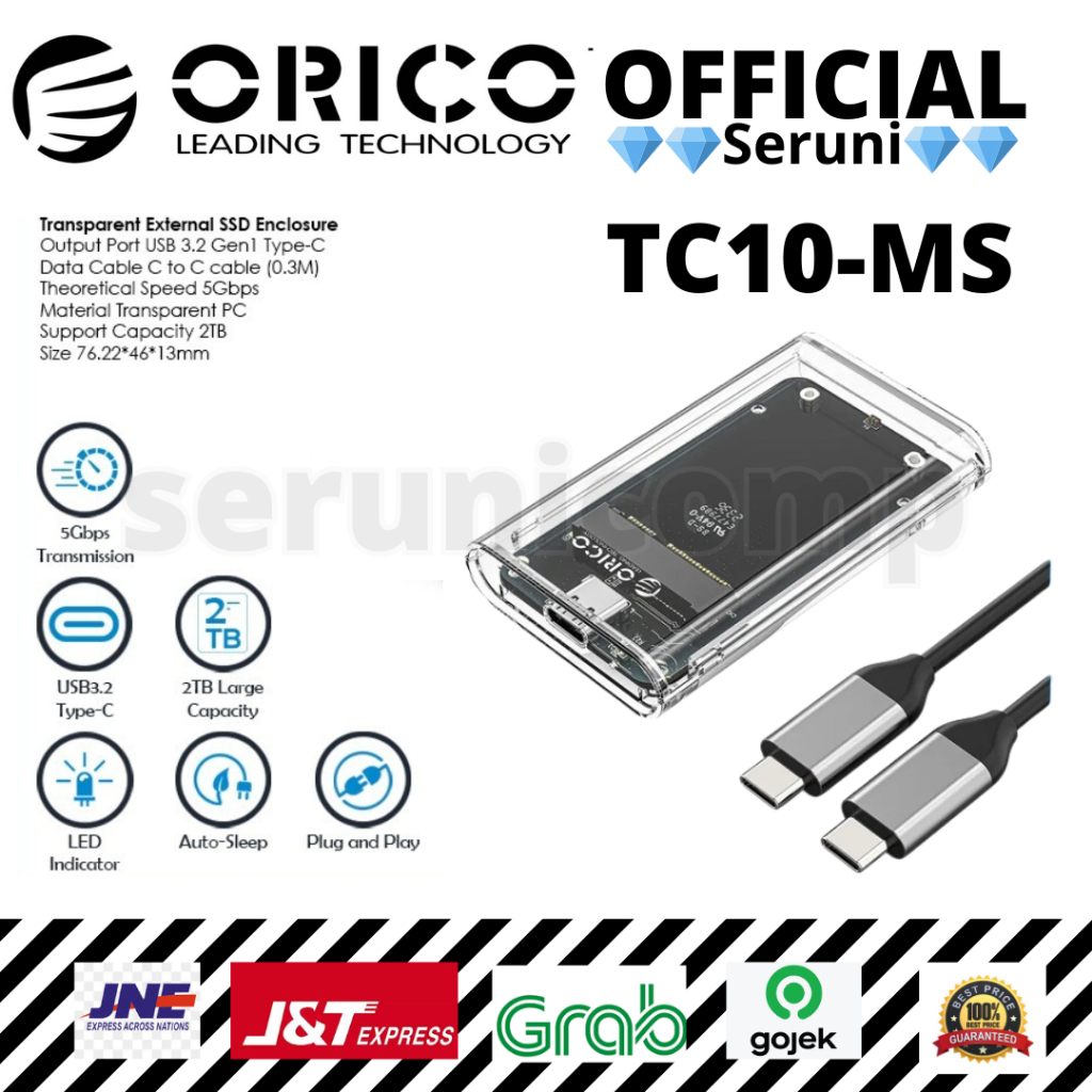 ORICO  TC10-MS mSATA to USB 3.2 Gen1 Transparent External SSD Enclosure -