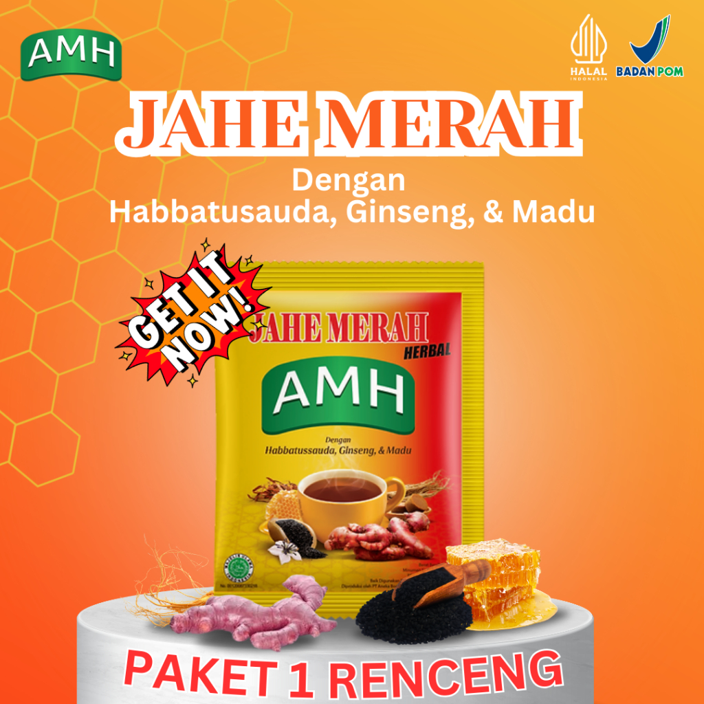 

AMH JAHE MERAH Plus Habbatusauda, Ginseng dan Madu | Paket 1 Renceng | Bantu Jaga Imun Tubuh