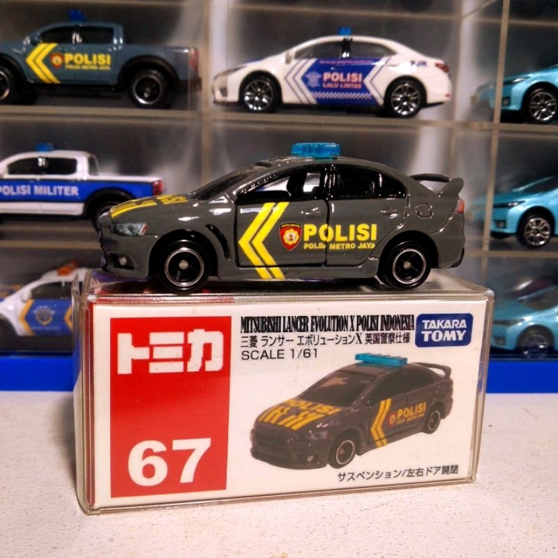 DIECAST TOMICA MINIATUR MITSUBISHI LANCER EX CUSTOM MOBIL POLISI INDONESIA SABHARA