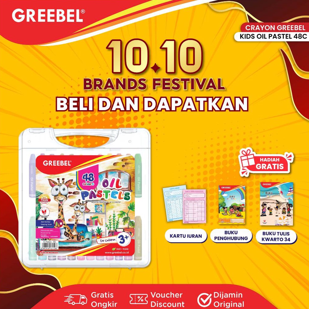 

KODE A79K GREEBEL Crayon Krayon KIDS OIL PASTEL 48 Warna KOP 48C Crayon Greebel Krayon 48 Warna Crayon Aman untuk Anak