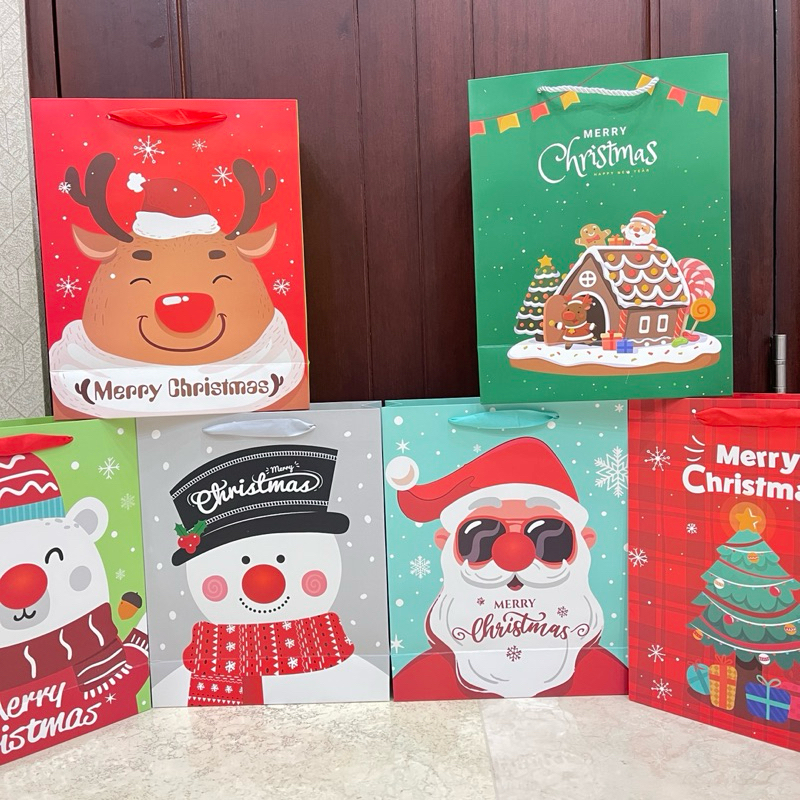 

KUMA STORE Paper Bag Untuk Hampers Kantong Hampers Bermotif Lucu Paper Bag Natal