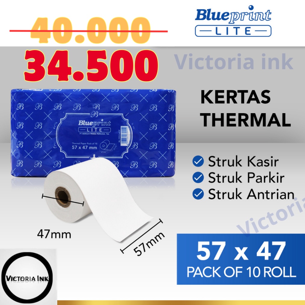 

KODE A79G 57X47 KERTAS KASIR STRUK KERTAS THERMAL TERMAL EDC PPOB BLUEPRINT Lite 57x47 58 X 47 58mm