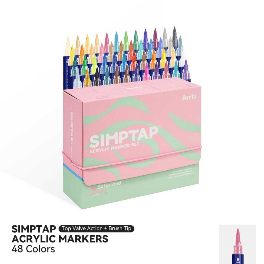 

Arrtx 48 Colors Simptap Acrylic Marker Top Valve