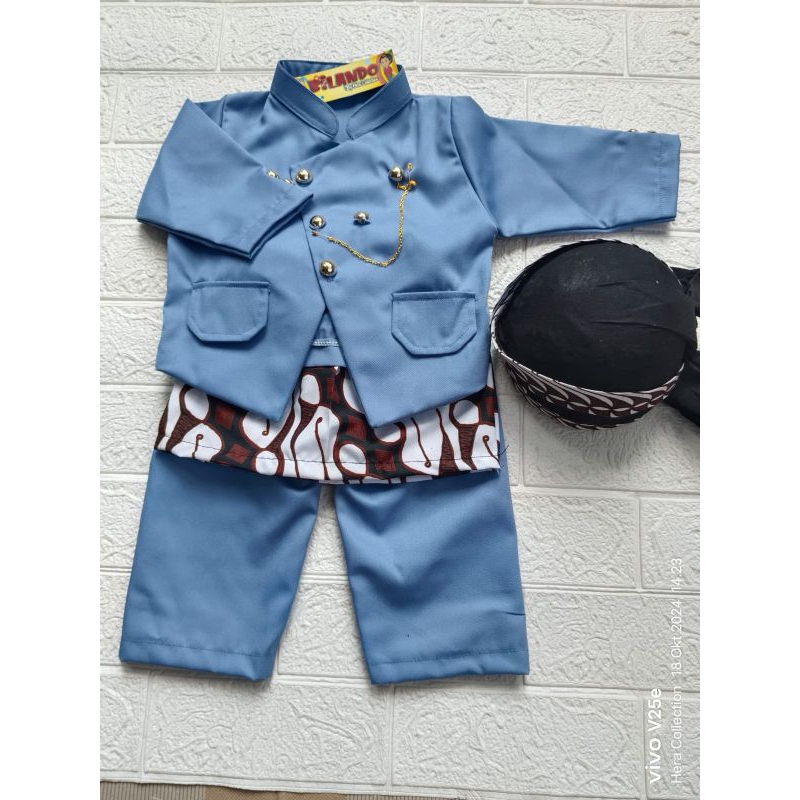 setelan basofi bayi FREE BLANGKON//basofi anak//basofi warna denim //baju adat