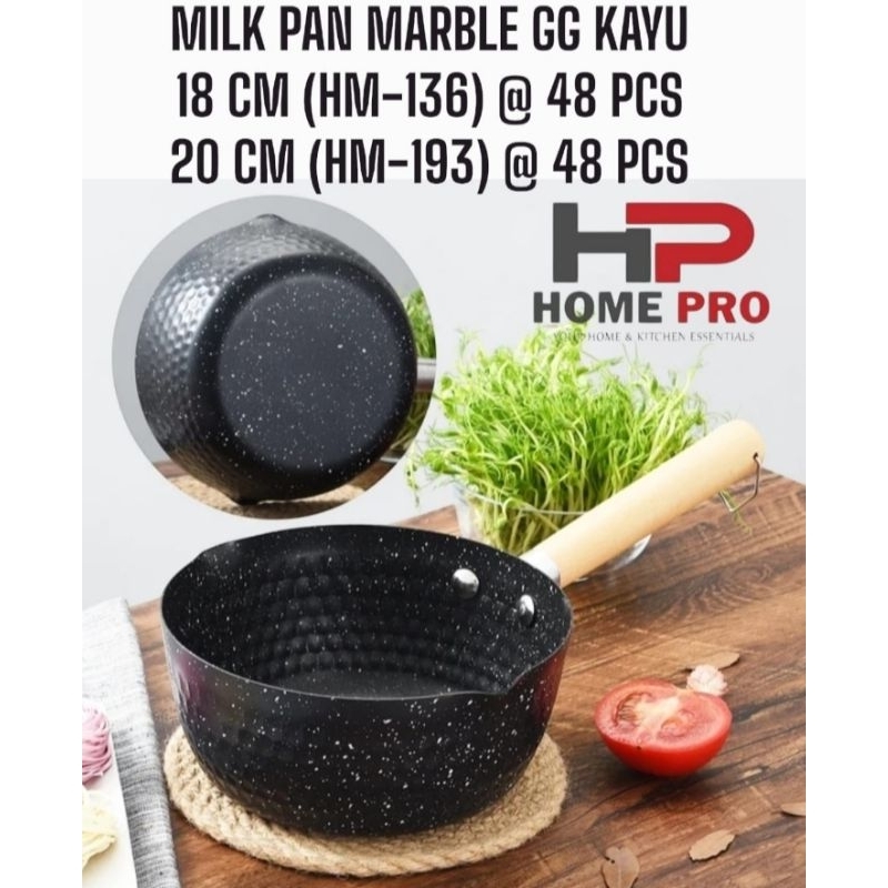 Panci Milk Pan Marble Gagang Kayu • Panci Susu