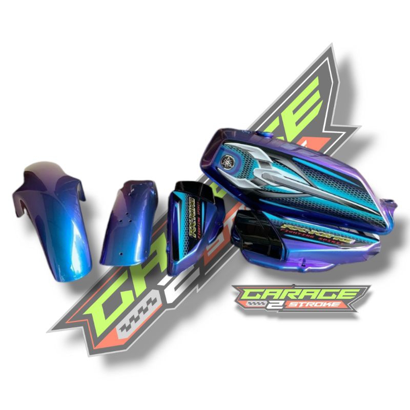 Tengki Tangki Bensin Set Yamaha RX King RXk Catalyzer Biru Bunglon Ungu