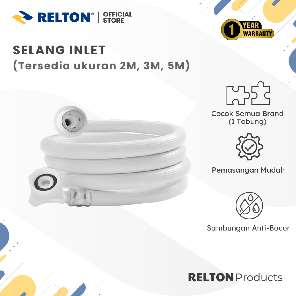 Selang Inlet Mesin Cuci RELTON Universal Air Masuk Mesin Cuci Otomatis