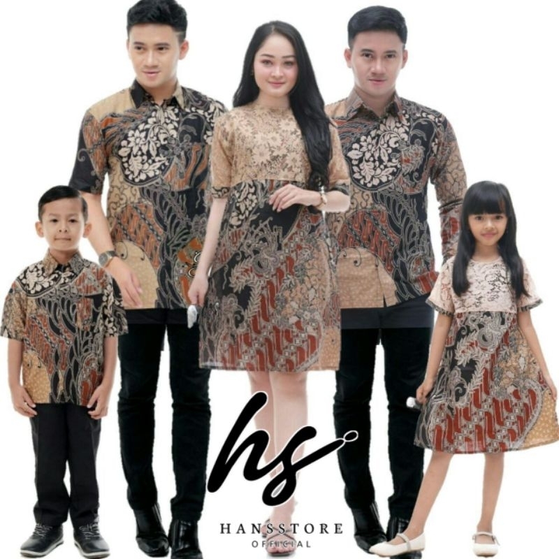 Baju Couple Dress Brokat Keluarga Pria dan Wanita Modern Batik Couple Keluarga Dress Natalan Motif C