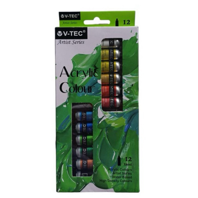 

( SATU SET 12 WARNA ) Cat Acrylic Cat Acrilic VT-612 Cat Akrilik 6Ml V-tec Vtec 12 Warna
