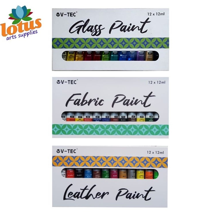 

KODE T4A VTEC Glass Fabric Leather Paint Color Cat Kaca Kain Textile Kulit Set 12x12ml