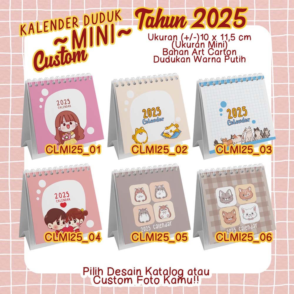 

Kalender Duduk Mini Aesthetic CUSTOM - Tahun 2025 - BISA PESAN SATUAN DAN GROSIR