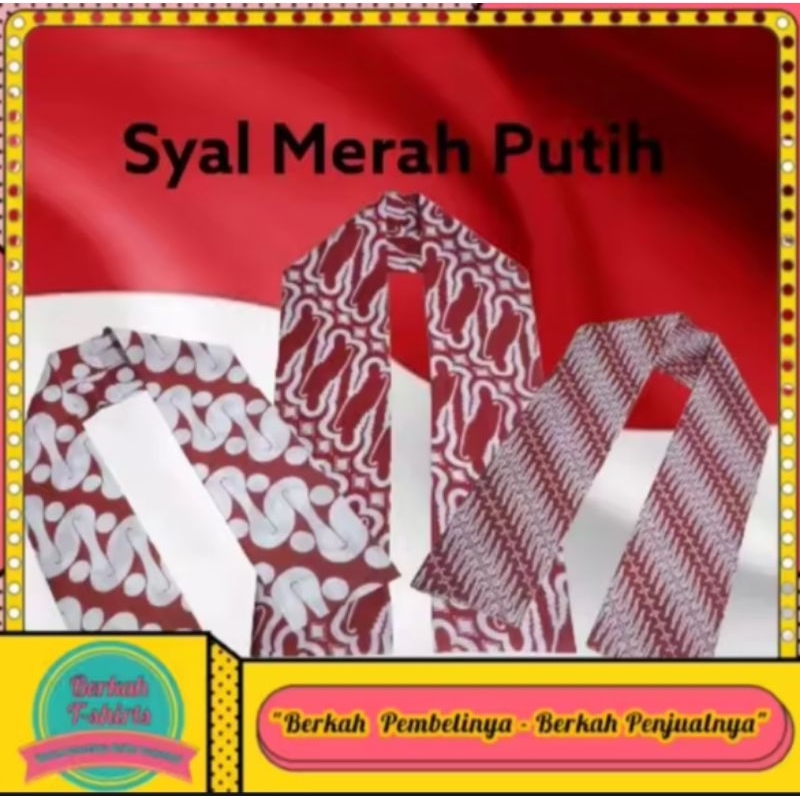 CUKIN MERAH PUTIH/SYAL MERAH PUTIH/SELENDANG MERAH PUTIH MOTIF RANDOM