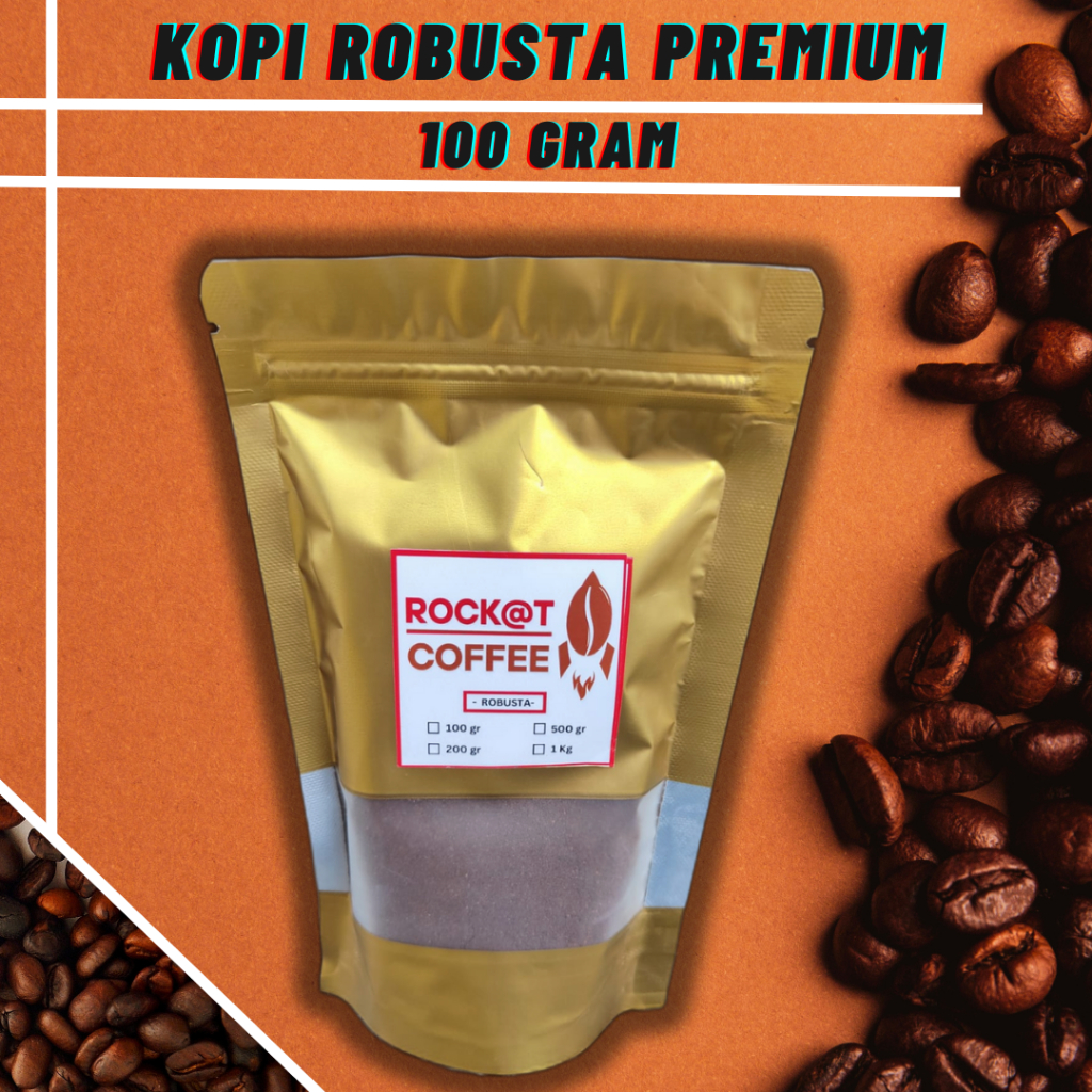 

Kopi Bubuk Robusta Premium 100 Gram Rock@t Coffee