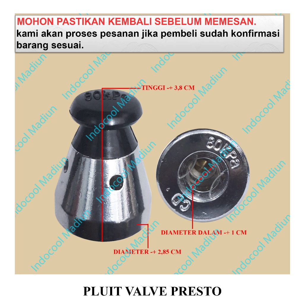 PVP PLUIT PRESTO TUTUP PANCI / PLUIT PANCI PRESTO / PLUIT VALVE PRESTO