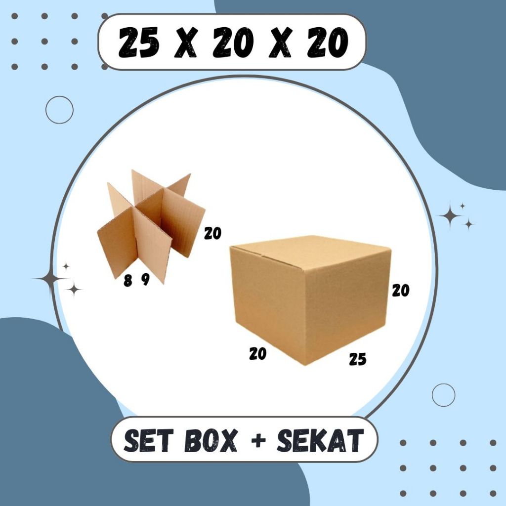 

Set Box 25x20x20 + Sekat 6 9x8x20 Box Dus Packing Kardus Kotak Kemasan Karton