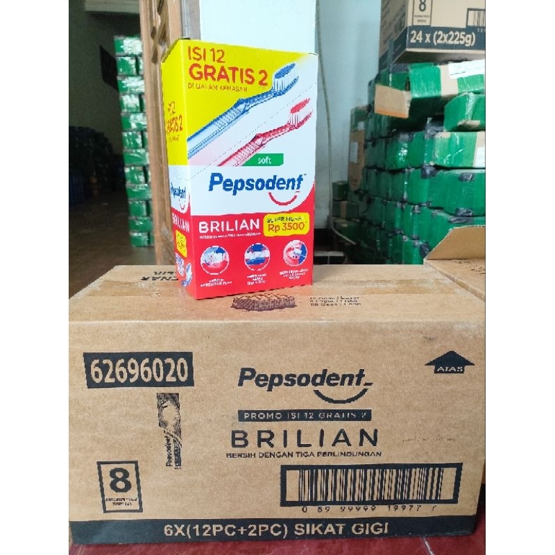 promo 1 dus sikat Pepsodent brilian isi 84  (ecer 3500)