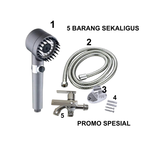 Kepala Shower Turbo Bertekanan Tinggi Shower Adjustable Massage