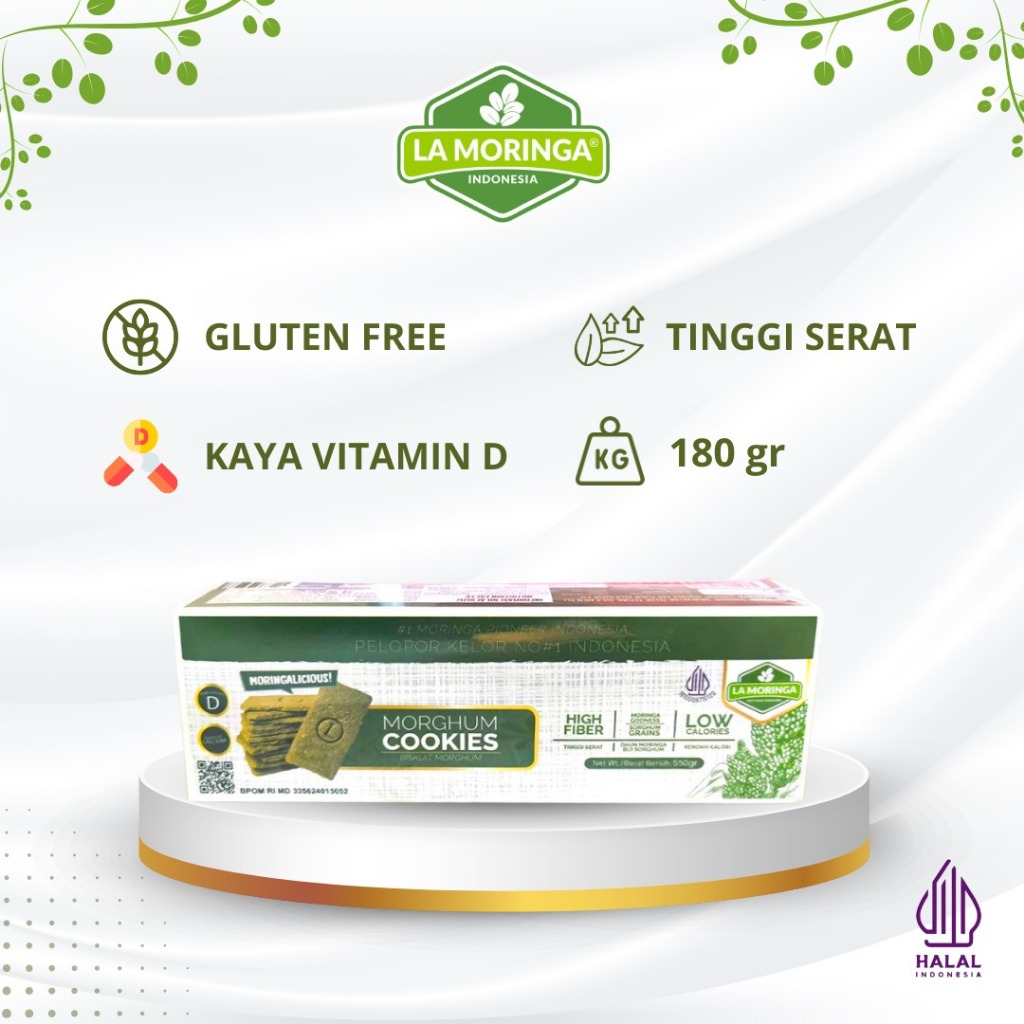 

Moringa Sorghum Biscuit 180 gr/Biscuit Gluten Free,Tinggi Serat Tinggi,Vitamin D