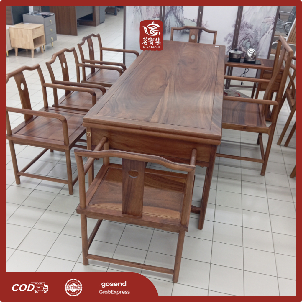 MING BAO JI Meja Teh China Set Z-003 Furniture Set Meja Teh Kursi Dengan Teko Panci Minimalis Clasic