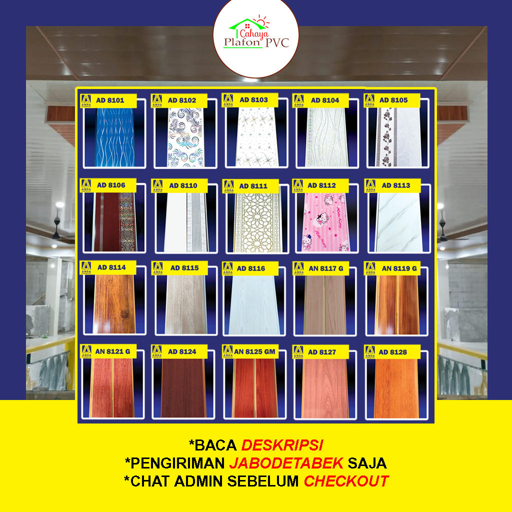 (6M) Anda Plafon PVC Bahan Plafon PVC 8MM Motif Polos PREMIUM GLOSSY